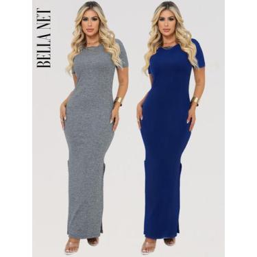 Imagem de KIT 2 Vestidos Longos com Manguinha Fendas Laterais Lindo Moda Gringa 