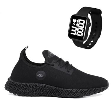 Imagem de Tênis Esportivo Msculino Ascension com Solado Tecnológico + Relogio Smart Fitness Quadrado | Conforto, Estilo e Tecnologia no Seu Dia a Dia (Preto, BR, Adulto, Numérico, 35)