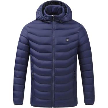 Imagem de Jaquetas Aquecidas Para Homens Com Capuz Com Capuz Jaqueta Aquecida Jaquetas De Aquecimento Usb Roupas De Algodão De Aquecimento Inteligente Para Andar De Bicicleta Motocicleta Esqui, Blue, 5XL
