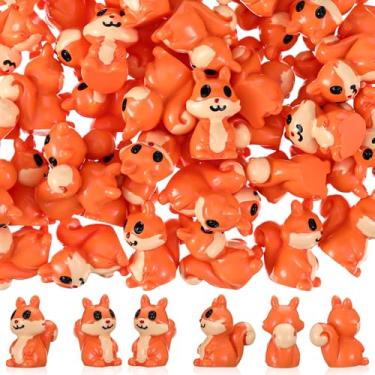 Imagem de Suzile Miniatura de esquilo de resina, 50 peças, miniatura, figuras de esquilo, mini figuras de animais da floresta, acessórios de jardim, enfeite de cupcake, decoração para paisagem, jardim, gramado