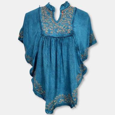 Imagem de Bata Indiana Poncho Bordado Kaftan Plus Size 5600 - - Sarat Moda India