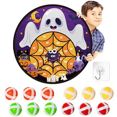 Imagem de Halloween Games Dart Board 26in Ghost Dart Board with 12 Sticky Balls and Hooks Halloween Party Favors Indoor Outdoor Sports Puzzle Game