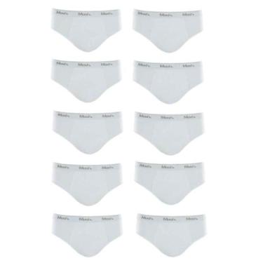 Imagem de Kit 10 Cuecas Slip 100% Algodão Mash - Branco, M, Branco