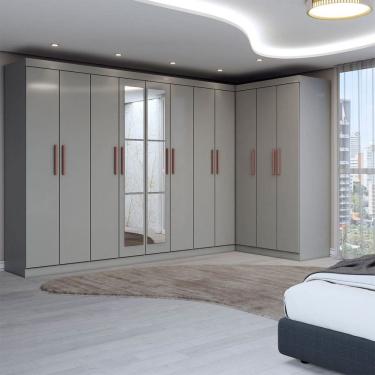 Imagem de Guarda-Roupa Casal Modulado Odisseia 11 Portas 4 Gavetas com Espelho Onix - Panorama Móveis