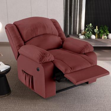 Imagem de Poltrona Do Papai Reclinável Sala De Cinema Madrid Power Elétrica Usb Pu Vermelho G23