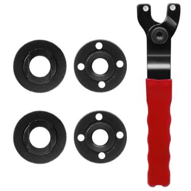 Imagem de Litoexpe Kit de ferramentas de rebarbadora de 5 peças, chave inglesa ajustável com porca de flange 5/8-11, compatível com Dewalt Milwaukee Makita Ryobi Black Decker Bosch (vermelho)