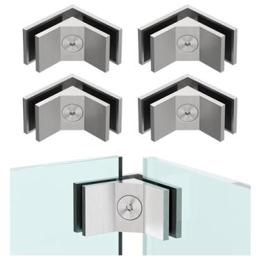 Imagem de SyingHwan Braçadeira de grade de vidro SS316, clipe de vidro de aço inoxidável para cerca de piscina, grade de varanda, balaustrada de escada (4, 90 graus)