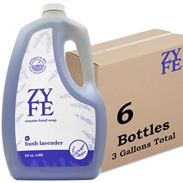 Imagem de ZYFE Refil de sabão para mãos Lavendar, pacote com 6 [3 galões], refil líquido para lavar as mãos - Sabonete hidratante derivado de plantas naturais com fragrância de óleo essencial - a granel para