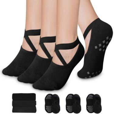 Imagem de Pacote de 3 meias Grip Socks Diu Life para mulheres, ioga e pilates an