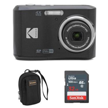 Imagem de Kodak Câmera digital PIXPRO FZ45 Zoom 16MP Full HD, preta, pacote com cartão de memória de 32 GB e bolsa para câmera
