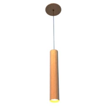 Imagem de Pendente Tubo Cilindro 30cm 1xGU10 Em Madeira - FOXLustres, Freijó