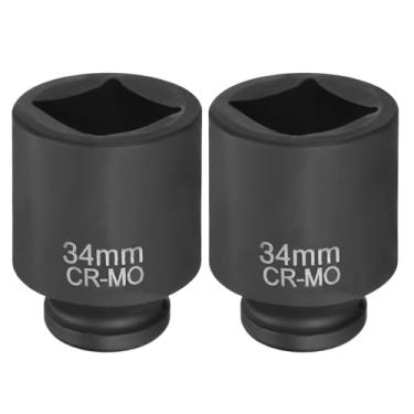 Imagem de HARFINGTON 2 peças, soquete quadrado de 4 pontos, acionamento de 3/10.2 cm, soquete de impacto quadrado métrico CR-MO, luva de roda padrão, ferramenta pneumática para reparo de automóveis, manutenção