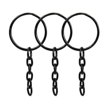 Imagem de Argola c/ Corrente P/chaveiro 23mm 100 Unidades Preto - RA