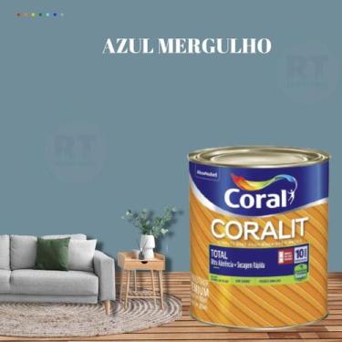 Imagem de Tinta Esmalte Sintético Base Água Cor Azul 800ml Coral Coralit Total Z