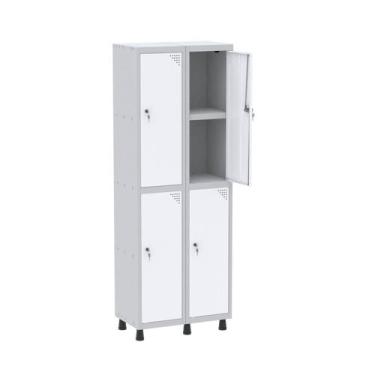 Imagem de Armário Locker 2 Colunas, 4 Portas com Prateleira Central com Duas Cha