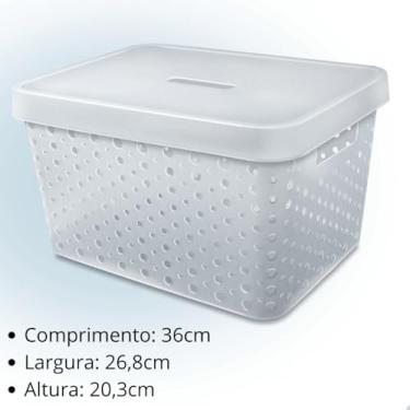 Imagem de Cesto Organizador com Tampa Caixa Organizadora de Plástico Multiuso Cesta Organizadora para Armazenamento Caixas Organizadoras(Transparente com Tampa)