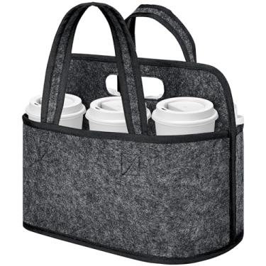 Imagem de Porta-copos ampliado para 6 xícaras com alça, carregador reutilizável para entrega, suporte de café portátil sem montagem, suporte de copo com alça dupla para carro, levar para viagem, ao ar livre