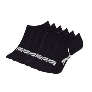 Imagem de Kit 6 Pares Meia Puma Sapatilha Invisível Algodão Adulto, Preto, 34-38