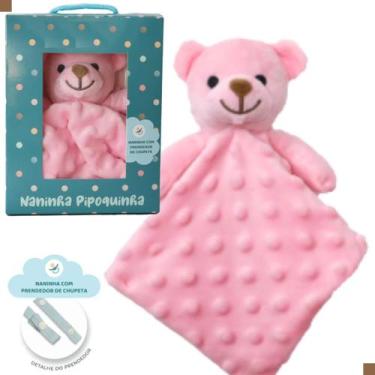 Imagem de Naninha Bebê Ursinho Pipoquinha com Prendedor de Chupeta - Pelucia Urs
