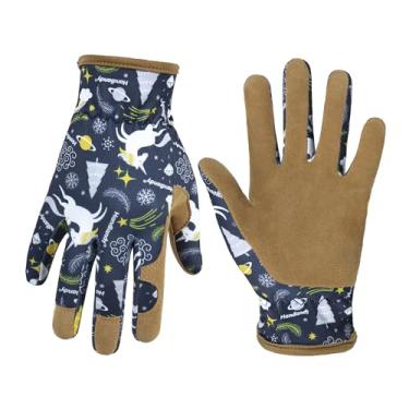 Imagem de HLDD HANDLANDY Luvas de jardinagem infantis, luvas de couro para meninos e meninas de 2 a 11 anos, ótimo presente para trabalho de quintal
