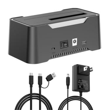 Imagem de Estação de ancoragem de disco rígido USB-C, gabinete SATA de 6,3 cm/8,9 cm com cabo, velocidade de até 5 Gbps, base de disco rígido externo USB 3.0 para SATA sem ferramentas com alimentação de 12V/2A