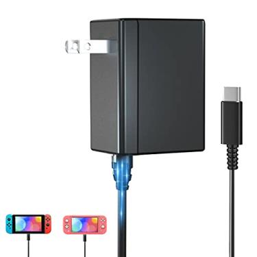 Imagem de NALENSY Carregador de interruptor para Nintendo Switch, adaptador de fonte de alimentação CA para Nintendo Switch Lite OLED Steam Deck Saída 15V3A com cabo carregador USB tipo C de 1,5 m para suporte