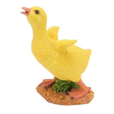 Imagem de Figura de Patinho Decoração Estável Patinho Estátua Artesanato para Desktop Ornamento Decorativo Amarelo 21x16cm (Pato Amarelo)