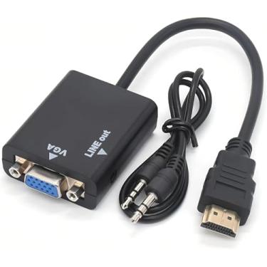 Imagem de Cabo Conversor Adaptador Hdmi Para Vga Com Saída De Áudio E Cabo P2