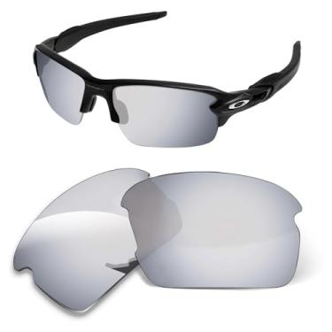 Imagem de Lentes de substituição de 1,6 mm compatíveis com óculos de sol Oakley Kids Flak XS OJ9005 juvenil, antirriscos (espelhado prateado escuro)