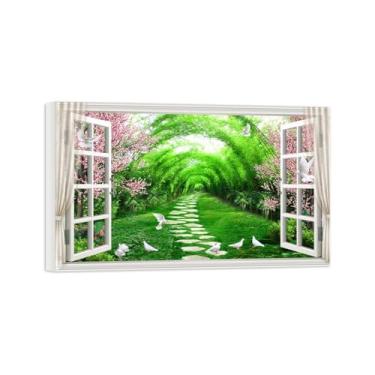 Imagem de Falsas Janelas Paisagens Impressões em Tela-Pássaros floresta bambu-Quadro Arte Moderna-Natureza Pintura Pronta para Pendurar Tela Embrulhada 20x30cm