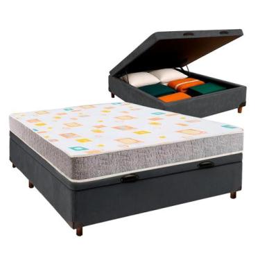 Imagem de Cama Box Bau Blindado Casal + Colchão D20 - Inducol