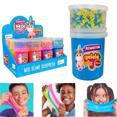 Imagem de Kit 3 Potes Slime Gelelé Unicórnio Modela Bolinhas Isopor Brinquedo Su