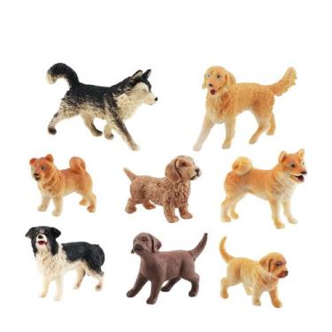 Imagem de Conjunto de bonecos de cães em miniatura, 8 peças de brinquedo de PVC 