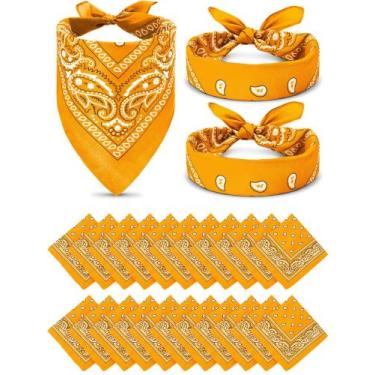 Imagem de Bandana, tipo unidade, 36 peças, lenço de cabeça Paisley, laranja - Un
