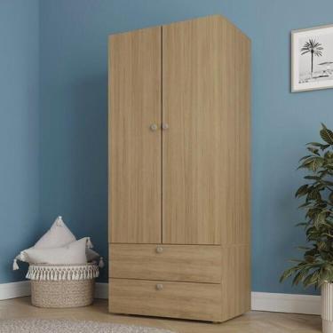 Imagem de Guarda-Roupa 2 Módulos 2 Portas 3 Prateleiras 2 Gavetas Frame CabeCasa