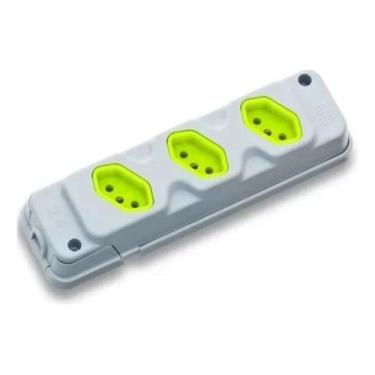 Imagem de Tomada Em Barra Robust 3T - 2PT - Cinza/Verde - Fiolux