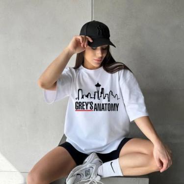 Imagem de Camiseta Greys Anatomy Personalizada Tecido Premium 30,1 - Hs, Branco,