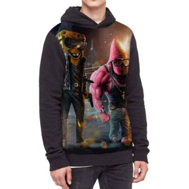 Imagem de Moletom Com Capuz Bob Esponja E Patrick Gangster Ref:303 - smoke, Pret