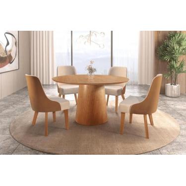 Imagem de Sala de Jantar Redonda 4 Cadeiras 1,35m Caribe Star Móveis