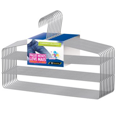 Imagem de Cabide para Calça Triplo Calceiro Cromado Organização Roupa Armario - Kit com 30 Unidades