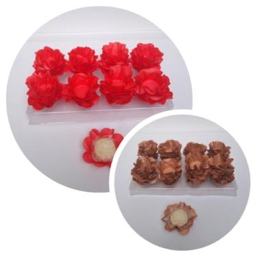Imagem de Forminhas para Doces, 80 Peças Decorativas em Formato de Flor para Festas, Casamentos e Aniversários (Vermelha e Rosê Gold)