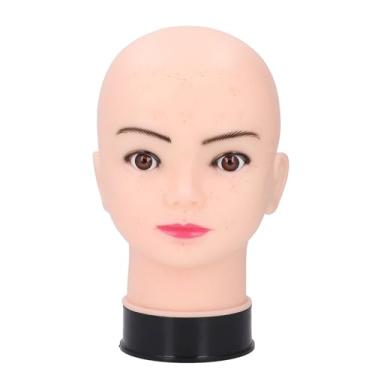 Imagem de Cabeça de manequim careca de silicone Cabeça de treinamento profissional para perucas de maquiagem Chapéus Exibição de pele realista como textura Interface de suporte universal