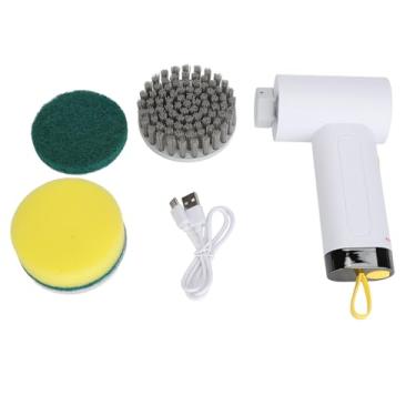 Imagem de Purificador de limpeza eletrônico recarregável sem fio multifuncional elétrico portátil Escova de limpeza para cozinha doméstica Banheiro Carro ABS Material 3 cabeças Escova