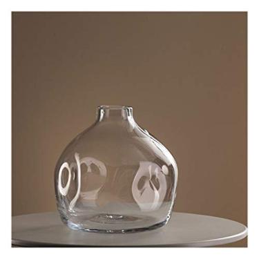 Imagem de Vaso de flores transparente vaso de vidro moderno sala de estar mesa de centro escritório decoração vaso gradiente artesanal vaso de boca pequena jardim decoração de casa vasos de flores (tamanho: A)