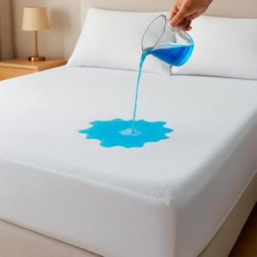Imagem de Protetor de Colchão Cama Queen Impermeável com Elástico Capa – 160x200x30cm | Antialérgico, Respirável e Lavável na Máquina | Proteção Contra Líquidos, Manchas e Ácaros