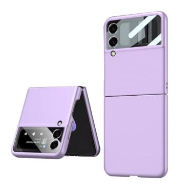 Imagem de Capa para Samsung Galaxy Z Flip 3 4 5 5G Capa rígida para PC para Samsung Zflip3 zflip4 z flip5 zflip5 Coque Capa protetora com anel, B, roxo, para Galaxy Z Flip 4