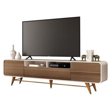 Imagem de Rack Bancada de TV 85 Pol 220cm Áureo H01 Castanho/Off - Mpozenato, Ca