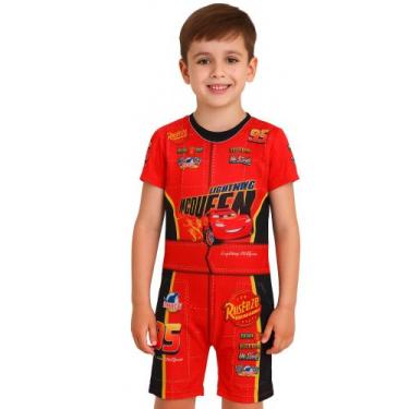 Imagem de Fantasia Infantil Relâmpago Mcqueen Carros Piloto - Genérica, Vermelho