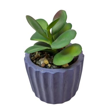 Imagem de Vaso com Suculentas Artificiais Decorativo Roxo 10 cm