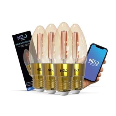Imagem de Avant Neo Kit 4 Lâmpadas LED Vela Smart E27 5W, Wi-Fi Dimerizável, 1800K a 2700K, Alexa, Google e Tuya, para Lustre e Decoração
